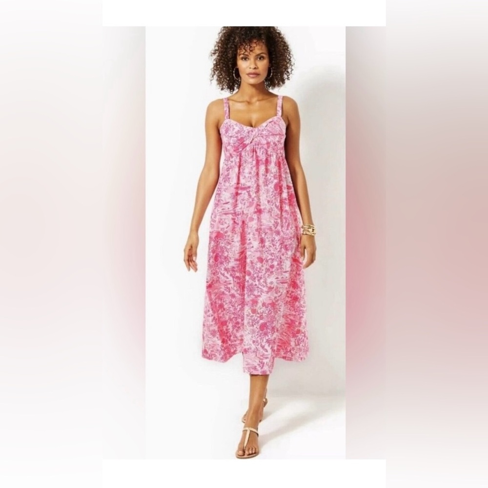 NWT Lilly Pulitzer Shylee Peony Pink Maxi Cotton Dress 8 - Picture 2 of 14